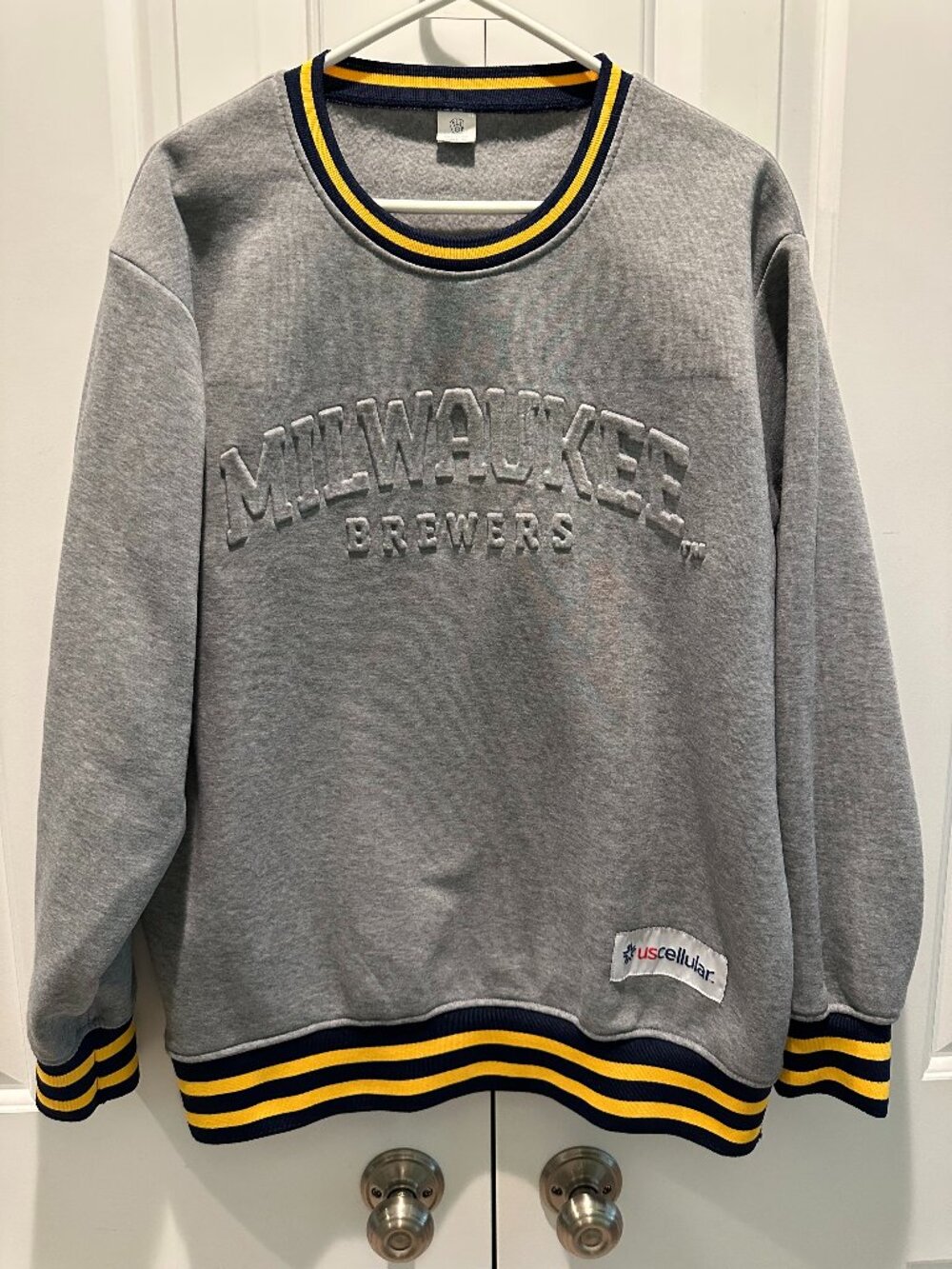 Milwaukee Brewers SGA Raised Graphic Crewneck Sweatshirt Gray Adult XL